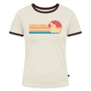 Drôle de serpent danger nouilles rétro - T-shirt contrasté Femme - bleu/blanc - Devant