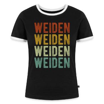 Weiden Stadt Retro Vintage - Frauen Kontrast-T-Shirt - Schwarz/Weiß - Vorne - Selfina (174cm)