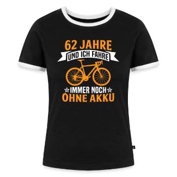 62. Geburtstag radfahrer fahrrad 62 jahre rennrad - Frauen Kontrast-T-Shirt - Schwarz/Weiß - Vorne - Selfina (174cm)