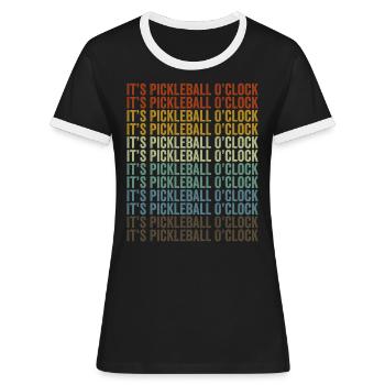 C’est Pickleball O’clock Pickleball - T-shirt contrasté Femme - noir/blanc - Devant - Selfina (174cm)