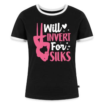 Aerial Silk Aerialist - Women's Ringer T-Shirt - black/white - Front - Selfina (174cm)