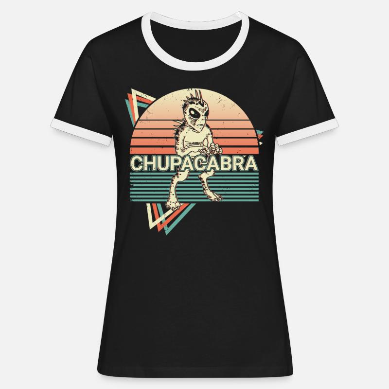 Chupacabra Crypto Cryptozoology Retro - Women's Ringer T-Shirt - black/white