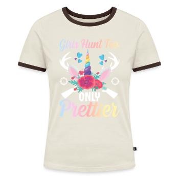 Chasse au cerf Fille Chasseresse - T-shirt contrasté Femme - bleu/blanc - Devant