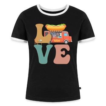 Food Truck - Women's Ringer T-Shirt - black/white - Front - Selfina (174cm)