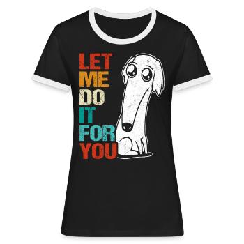 Retro Barsoi Hund Meme - Frauen Kontrast-T-Shirt - Schwarz/Weiß - Vorne - Selfina (174cm)