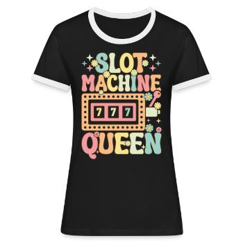 Groovy Casino Liebhaber Glücksspiel - Frauen Kontrast-T-Shirt - Schwarz/Weiß - Vorne - Selfina (174cm)
