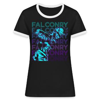 Fauconnerie Fauconnier Hawking Hawker Retro - T-shirt contrasté Femme - noir/blanc - Devant - Selfina (174cm)