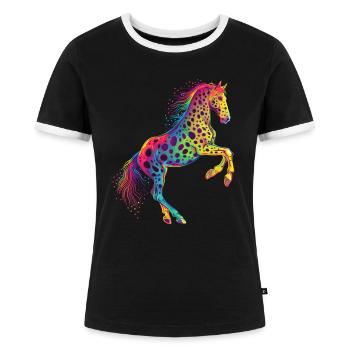 Appaloosa cheval Pop Art - T-shirt contrasté Femme - noir/blanc - Devant - Selfina (174cm)
