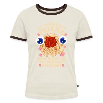 Fliegendes Spaghettimonster FSM - Frauen Kontrast-T-Shirt - Blau/Weiß - Vorne