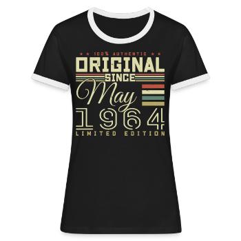 Mei 1964 verjaardagsgift, mei 1964 Gift - Vrouwen contrastshirt - zwart/wit - Voor - Selfina (174cm)