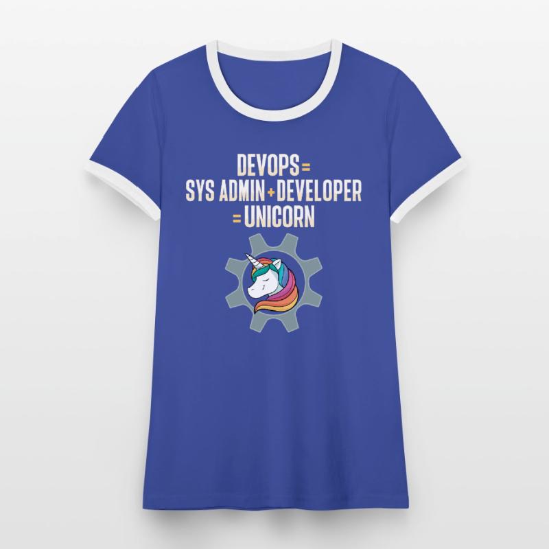 Sys-Admin Developer Devops Engineer Unicorn Women's Ringer T-Shirt