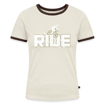 Mountain Bike Downhill Bike Tour Biker - Women's Ringer T-Shirt - blue/white - Front