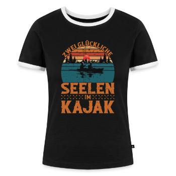 Kajakfahren Paddeln Kajak Spruch Kajakfahrer - Frauen Kontrast-T-Shirt - Schwarz/Weiß - Vorne - Selfina (174cm)