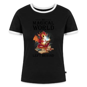 Lecture Dragon Booktok Livre Amant Livre Dragon - T-shirt contrasté Femme - noir/blanc - Devant - Selfina (174cm)