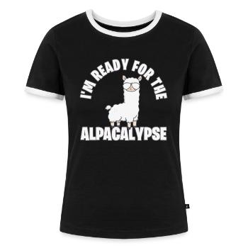 Alpaka lustiger Spruch Sprüche Lama - Frauen Kontrast-T-Shirt - Schwarz/Weiß - Vorne - Selfina (174cm)