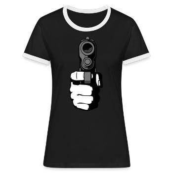 gun - i shoot you - T-shirt contrasté Femme - noir/blanc - Devant - Selfina (174cm)