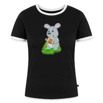 Hase American Football Sport - Frauen Kontrast-T-Shirt - Schwarz/Weiß - Vorne - Selfina (174cm)