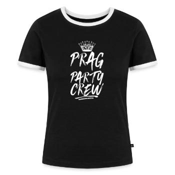 Prag Party Crew Spruch - Frauen Kontrast-T-Shirt - Schwarz/Weiß - Vorne - Selfina (174cm)