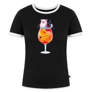 Cocktail + Spitz - Frauen Kontrast-T-Shirt - Schwarz/Weiß - Vorne - Selfina (174cm)
