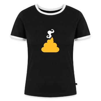 turd poo steaming pile of crap with stink lines - Women's Ringer T-Shirt - black/white - Front - Selfina (174cm)
