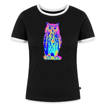 hibou grand-duc - T-shirt contrasté Femme - noir/blanc - Devant - Selfina (174cm)