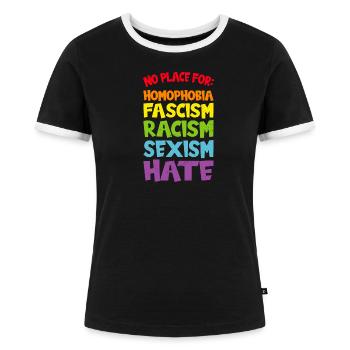 against homophobia gay pride lesbian LGBT Schwul - Frauen Kontrast-T-Shirt - Schwarz/Weiß - Vorne - Selfina (174cm)