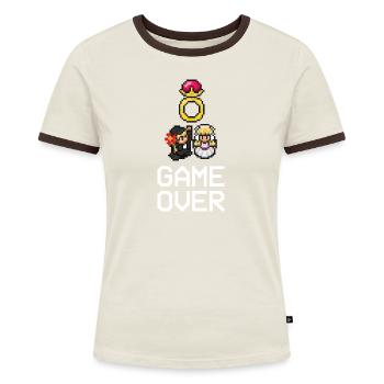 Retro Game - Game Over - Verheiratet - Hochzeit - Frauen Kontrast-T-Shirt - Blau/Weiß - Vorne