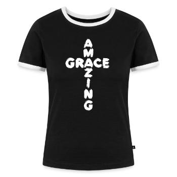 Jésus, Jésus, Jésus chrétien chrétien chrétien chrétien - T-shirt contrasté Femme - noir/blanc - Devant - Selfina (174cm)