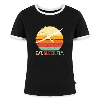 Gliders and gliders - Women's Ringer T-Shirt - black/white - Front - Selfina (174cm)