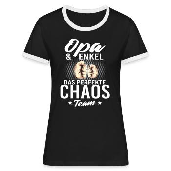 Opa Enkel werdender Opa 2022 - Frauen Kontrast-T-Shirt - Schwarz/Weiß - Vorne - Selfina (174cm)