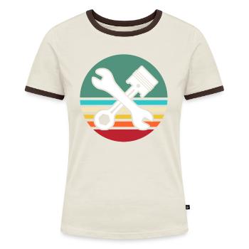 Schrauber Mechaniker Auto Werkzeug - Frauen Kontrast-T-Shirt - Blau/Weiß - Vorne