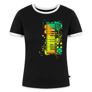 Synthétiseurs Synthétiseurs - T-shirt contrasté Femme - noir/blanc - Devant - Selfina (174cm)