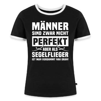 Segelfliegen Segelflug Segelflieger - Frauen Kontrast-T-Shirt - Schwarz/Weiß - Vorne - Selfina (174cm)