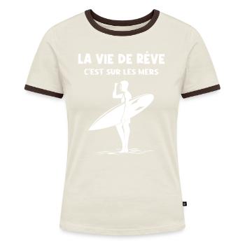 Leben auf den Meeren - Frauen Kontrast-T-Shirt - Blau/Weiß - Vorne