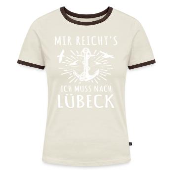 Lübeck - Frauen Kontrast-T-Shirt - Blau/Weiß - Vorne