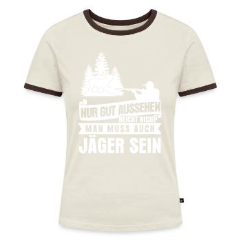 Jägerin Jäger Jagdschein Jagd Jagen - Frauen Kontrast-T-Shirt - Blau/Weiß - Vorne