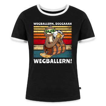 Löten Bier Trinksprüche Saufshirt - Frauen Kontrast-T-Shirt - Schwarz/Weiß - Vorne - Selfina (174cm)