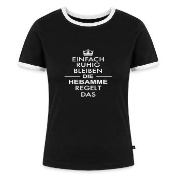 DIE HEBAMME - Frauen Kontrast-T-Shirt - Schwarz/Weiß - Vorne - Selfina (174cm)