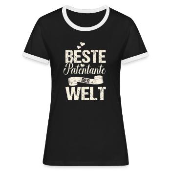 Patentante Beste der Welt Spruch Taufe Vintage - Frauen Kontrast-T-Shirt - Schwarz/Weiß - Vorne - Selfina (174cm)