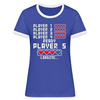 Annonce de grossesse bébé 5 enfant cinq cinquième - T-shirt contrasté Femme - bleu/blanc - Devant