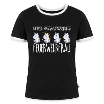 FEUERWEHRFRAU - Toll - Frauen Kontrast-T-Shirt - Schwarz/Weiß - Vorne - Selfina (174cm)