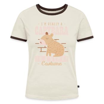 Im a Capybara en costume humain Wasserschwein - T-shirt contrasté Femme - bleu/blanc - Devant