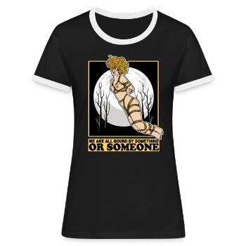 ÉROTIQUE SEXY SHIBARI BONDAGE BOUND GIRL MOON - T-shirt contrasté Femme - noir/blanc - Devant - Selfina (174cm)