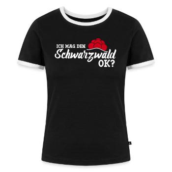 Schwarzwald Bollenhut - Frauen Kontrast-T-Shirt - Schwarz/Weiß - Vorne - Selfina (174cm)