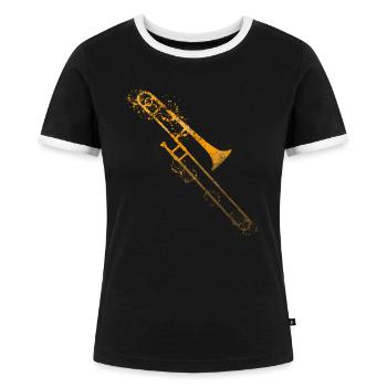 Trombone Trombonist Trombone player - Women's Ringer T-Shirt - black/white - Front - Selfina (174cm)