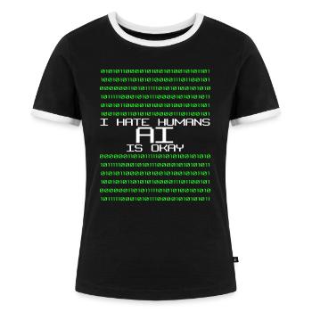 Artifical Intelligence Programmer Admin - Frauen Kontrast-T-Shirt - Schwarz/Weiß - Vorne - Selfina (174cm)