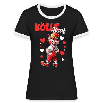 Köln Kölle Alaaf Karneval Clown Rut Wiess Kostüm - Frauen Kontrast-T-Shirt - Schwarz/Weiß - Vorne - Selfina (174cm)