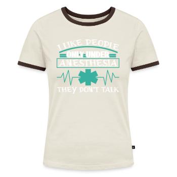 Anesthésiste, Infirmière, Médecin, Hôpital - T-shirt contrasté Femme - bleu/blanc - Devant