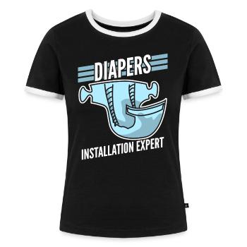 Diapers Baby Babies Parents - Women's Ringer T-Shirt - black/white - Front - Selfina (174cm)