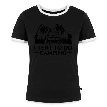 Roof Tent Car Tent Camper - Frauen Kontrast-T-Shirt - Schwarz/Weiß - Vorne - Selfina (174cm)